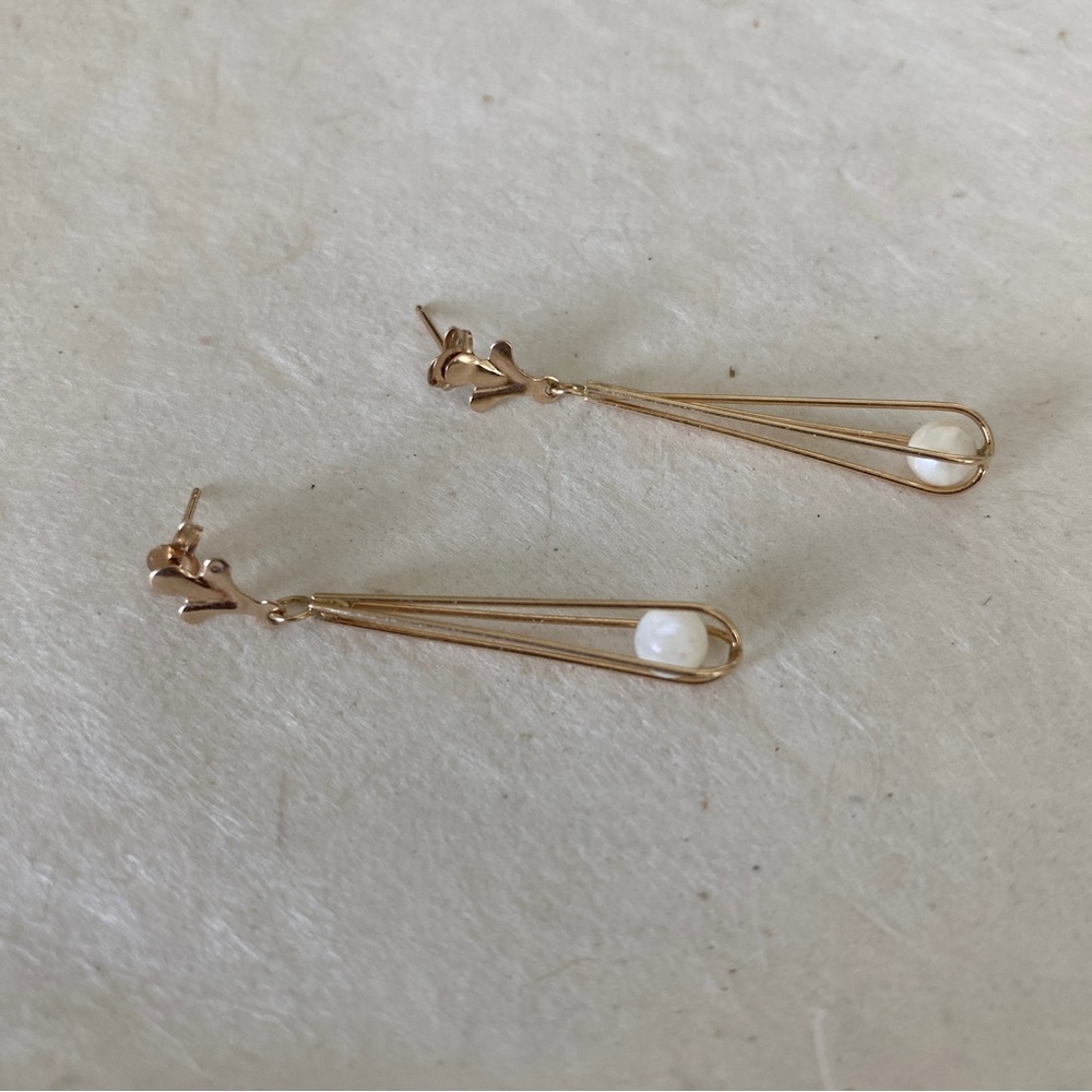 10k gold earrings with caged pearls - SOLD